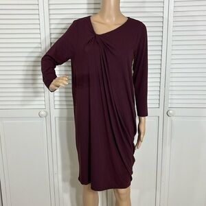 Hatch Maternity Ruched Burgundy Stretch Jersey Dress Small